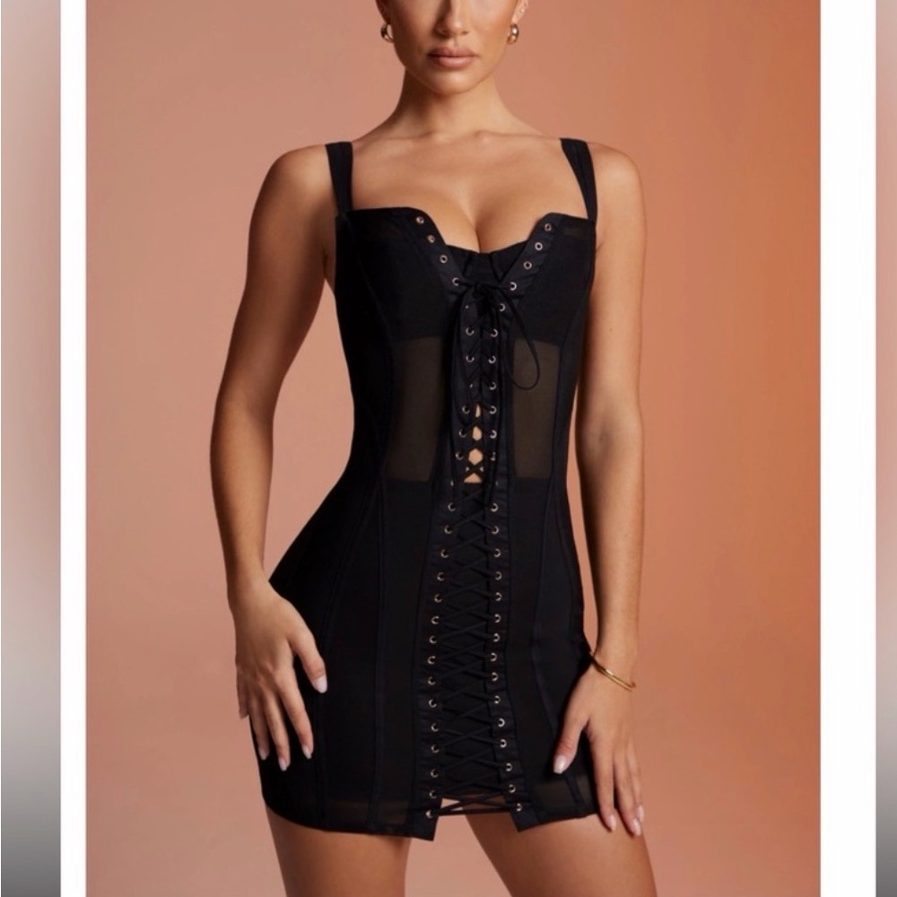 Oh Polly Lace Up Mini Dress